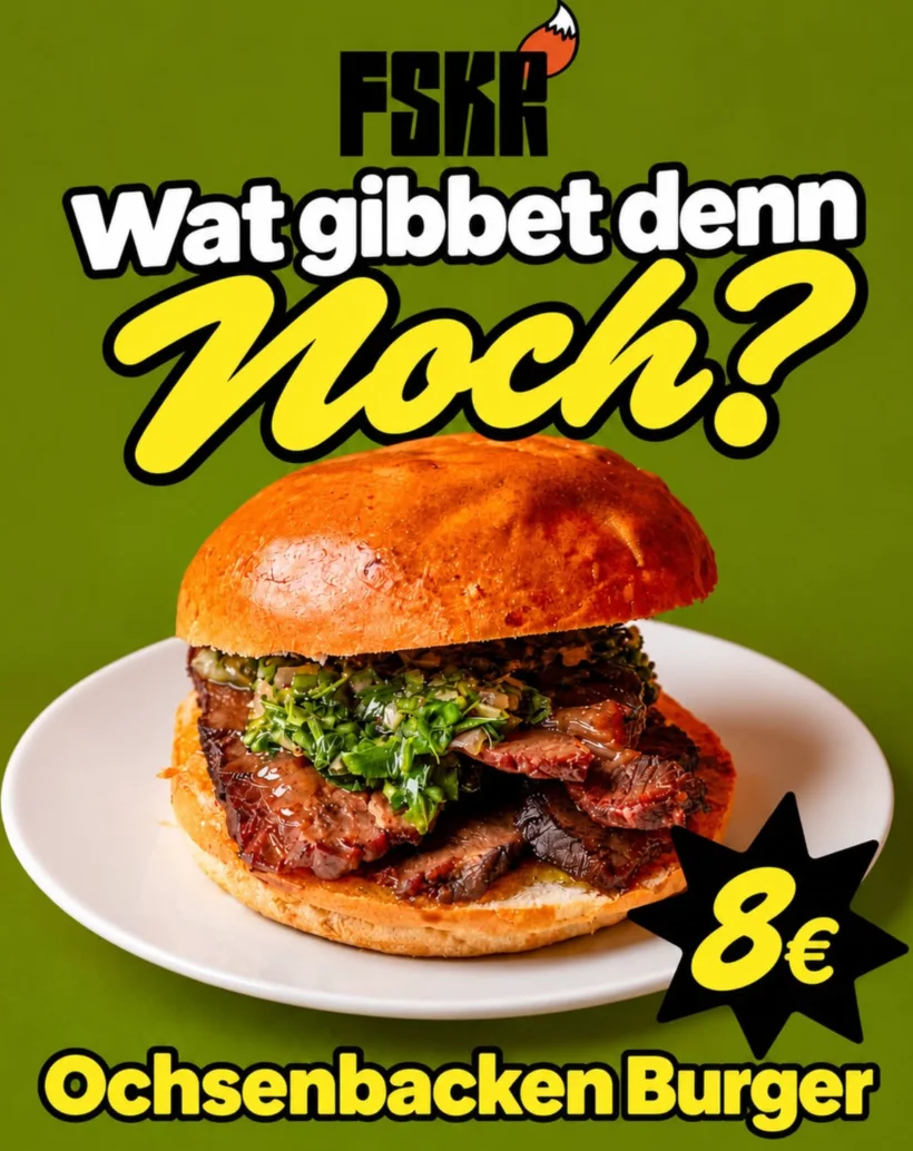 Ochsenbacken Burger, 8 Euro